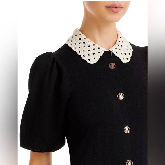 SANDRO Villa Crochet Collar Midi Dress - Picture 4 of 13